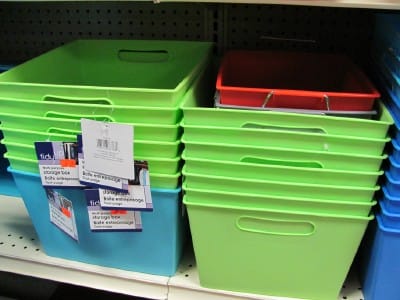 Take a trip to the dollar store for inexpensive organizing containers