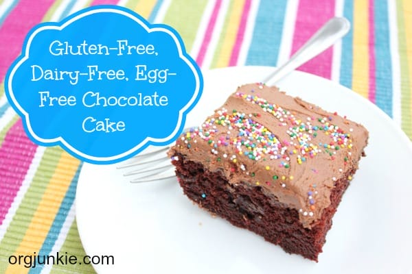 Gluten-free, Dairy-free, Egg-free Chocolate Cake at I'm an Organizing Junkie