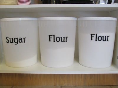 My sugar and flour containers from Booster Juice