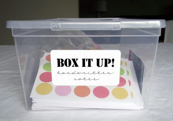box it up handwritten notes with label