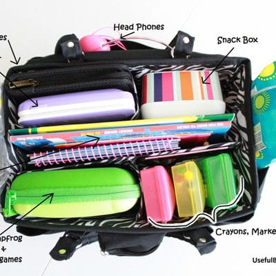 Car Busy Bag for kids with great suggestions with what to include inside