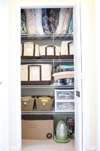 Linen closet organization plus Lands' End canvas storage totes giveaway!!