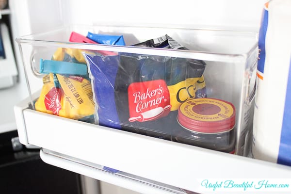 Organized bake-goods in a top freezer