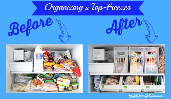 Organizing a Top-Freezer before and after