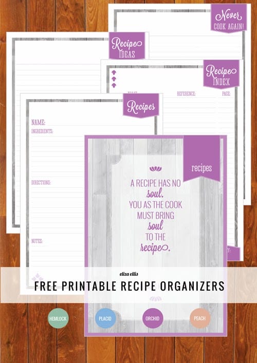 Recipes Organizers Printables
