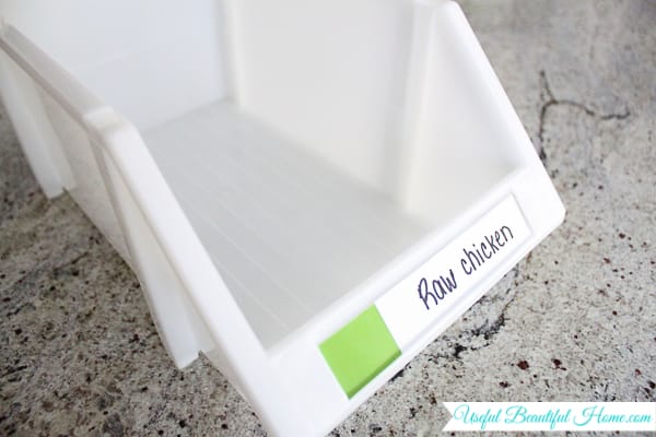 use pre-existing labels on containers in the freezer