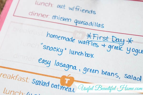 Plan breakfasts for the week to provide energy for your child's brain cells