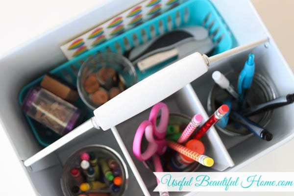 Organized homeschool caddy, use what you already have!