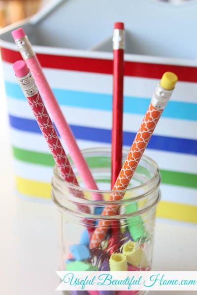 jelly jars hold essential homeschool tools
