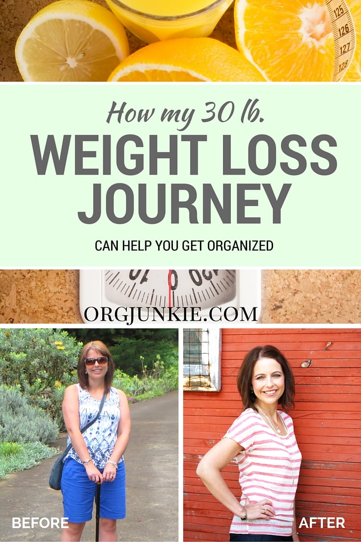 how my 30 lb weight loss journey can help you get organized at I'm an Organizing Junkie blog