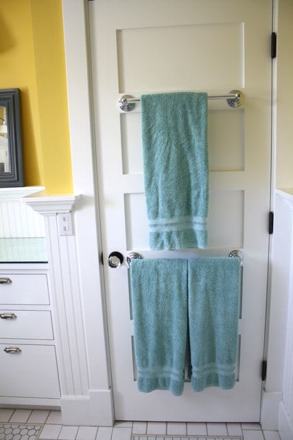 towel bar on back of door