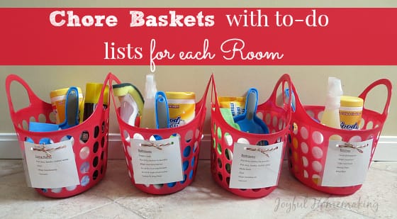 chore baskets with to do lists