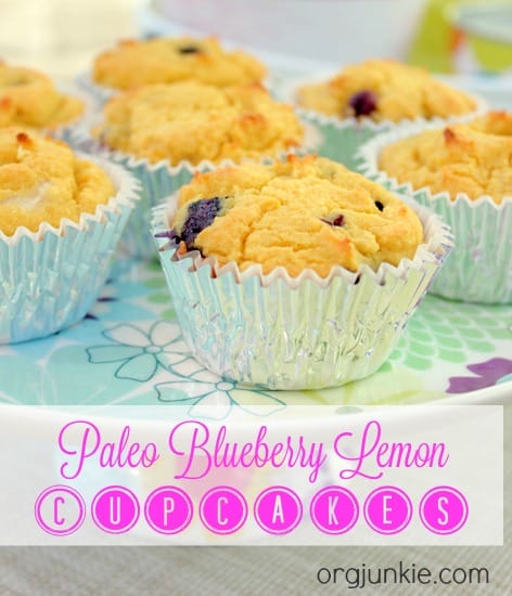Paleo Blueberry Lemon Cupcakes at I'm an Organizing Junkie blog