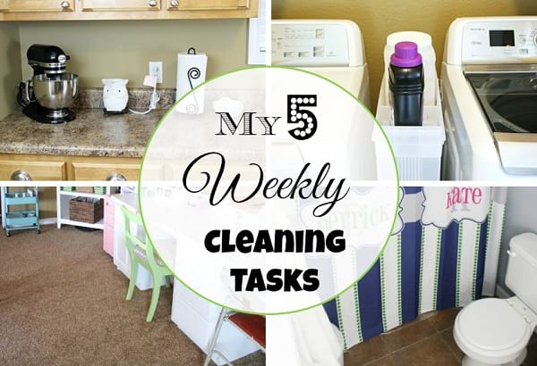 A Busy Mom's Top 5 Weekly Cleaning Tasks at I'm an Organizing Junkie blog