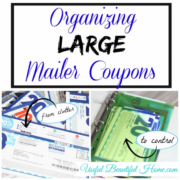 Organizing your large mailer coupons for holiday shopping at I'm an Organizing Junkie blog