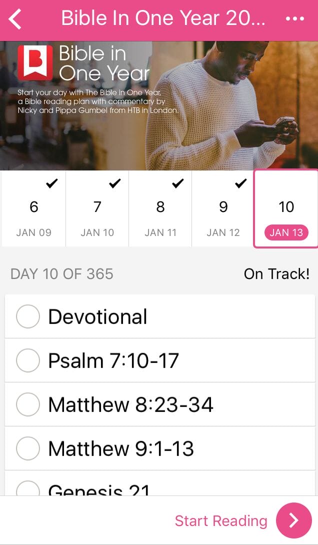 Daily 2017 Commitments: Reading Bible App