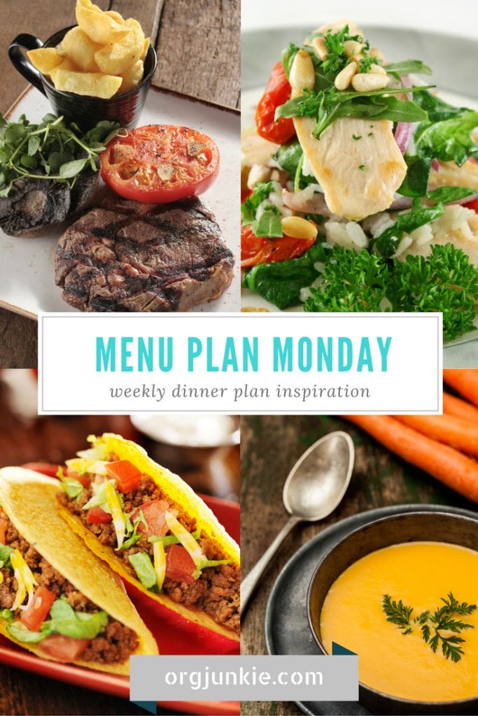 Menu Plan Monday for the week of Feb 13/17 - weekly dinner menu plan inspiration for a less chaotic week at I'm an Organizing Junkie blog