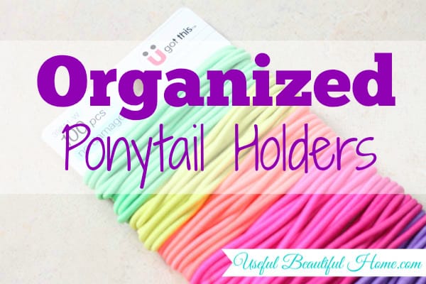 Easy and efficient tip for organized ponytail holders at I'm an Organizing Junkie blog