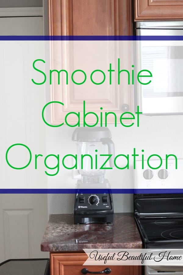 Quick Kitchen Organizing Tip: Smoothie Cabinet Organization at I'm an Organizing Junkie blog