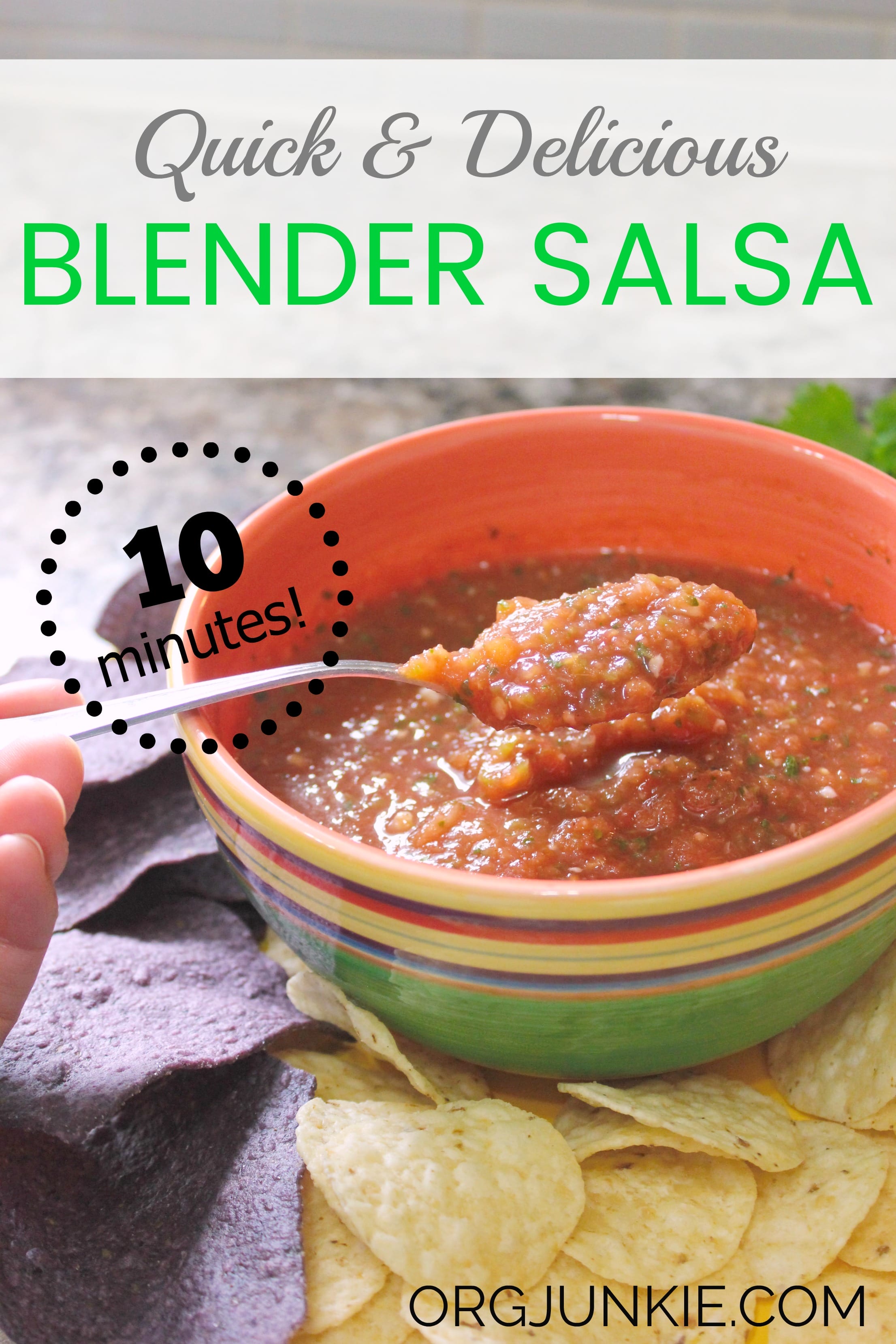 Quick and Delicious Blender Salsa at I'm an Organizing Junkie blog