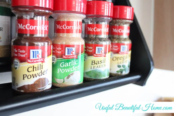 Small Space Storage Solution for Spices at I'm an Organizing Junkie blog