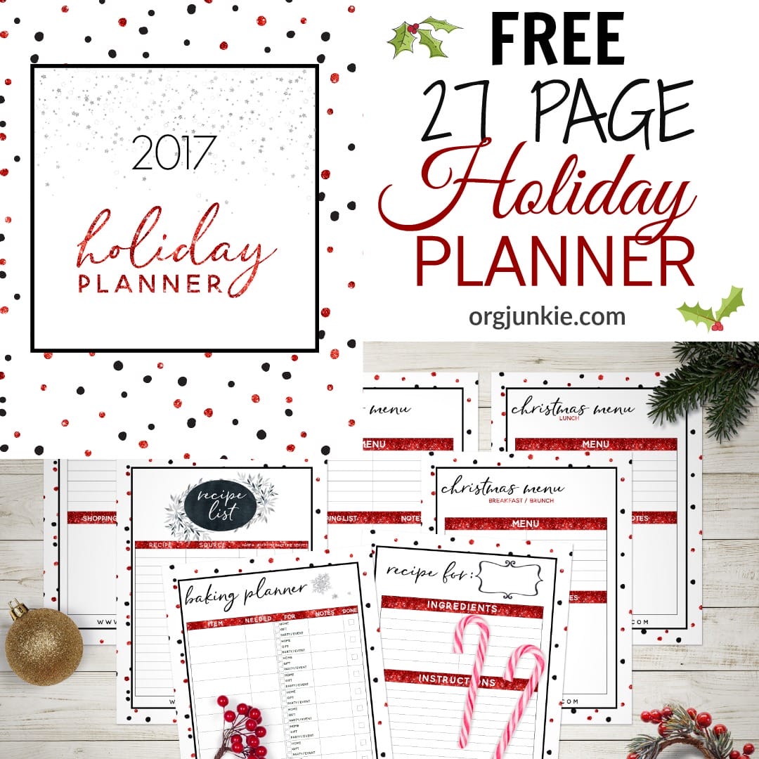 Holiday menu planner - 27 free printables at I'm an Organizing Junkie blog