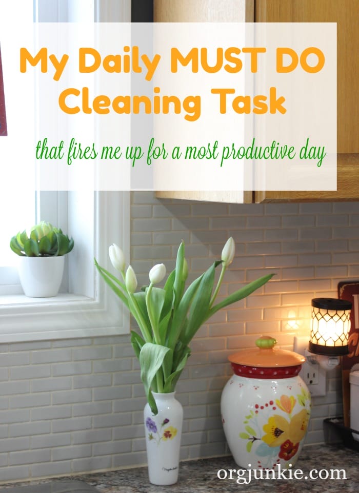 My Daily Must Do Cleaning Task that fires me up for a most productive day at I'm an Organizing Junkie blog
