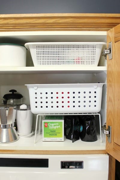 Small Organized Spaces: Coffee Cabinet at I'm an Organizing Junkie blog