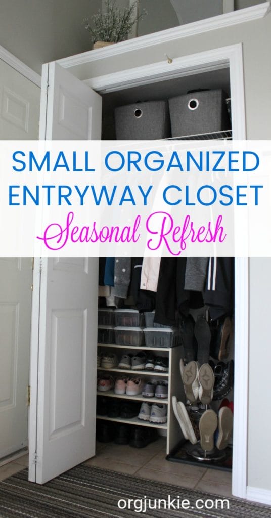 Small Organized Spaces: Entrway Closet at I'm an Organizing Junkie blog