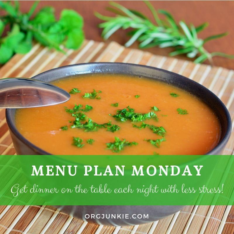 Menu Plan Monday for the week of Oct 29/18 - weekly dinner inspiration to help you get dinner on the table each night with less stress and chaos!