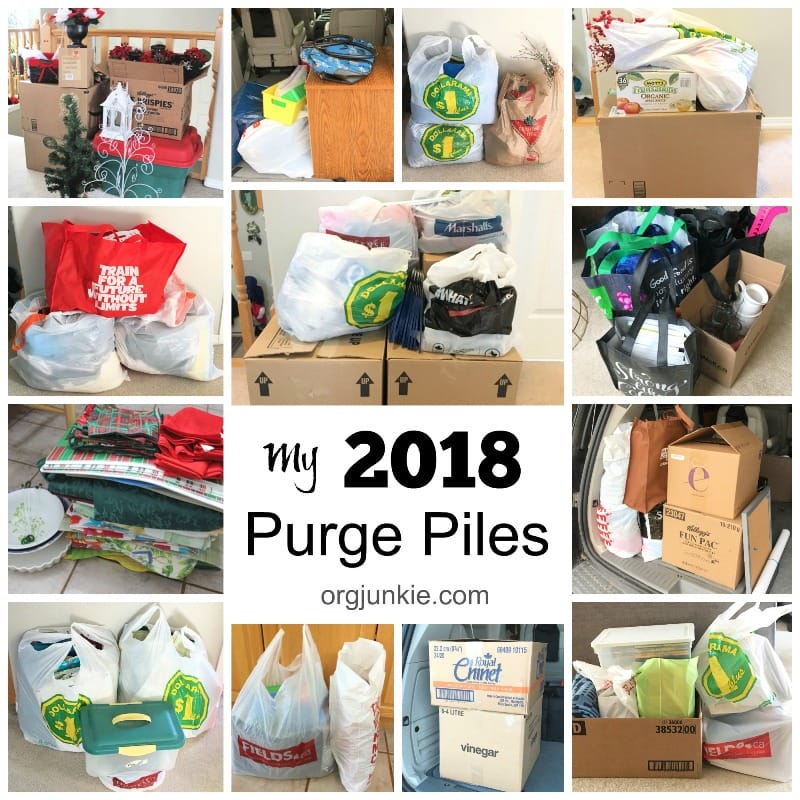 Letting go of stuff: my 2018 purge piles to help motivate and inspire you to do the same at I'm an Organizing Junkie!