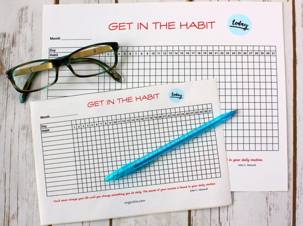 7 Daily Habits for an Organized Home with Free Printable Habit Trackers at I'm an Organizing Junkie blog