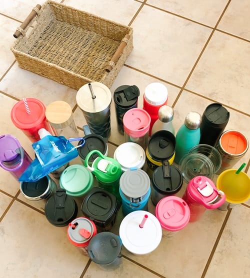 How To Declutter Water Bottles, Travel Mugs & Plastic Cups