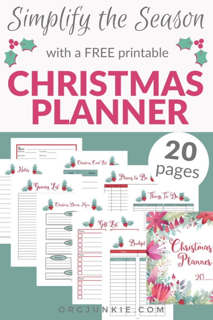 Simplify the Season with a Free Printable Christmas Planner at I'm an Organizing Junkie blog