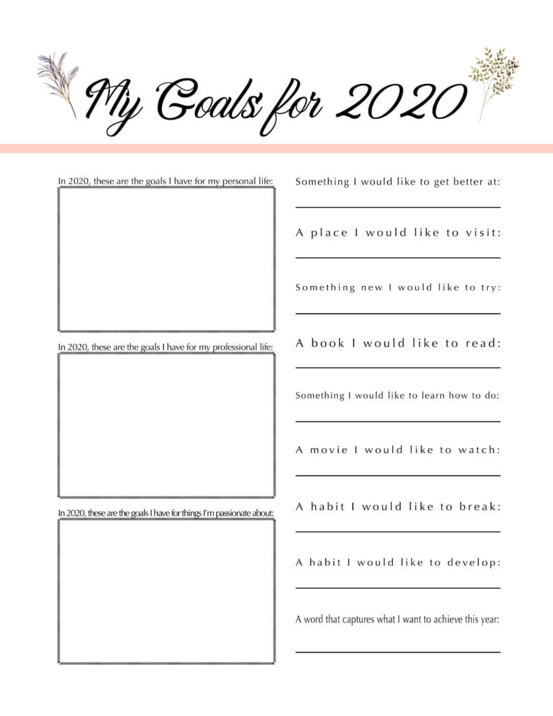 my goals for 2020 - planner