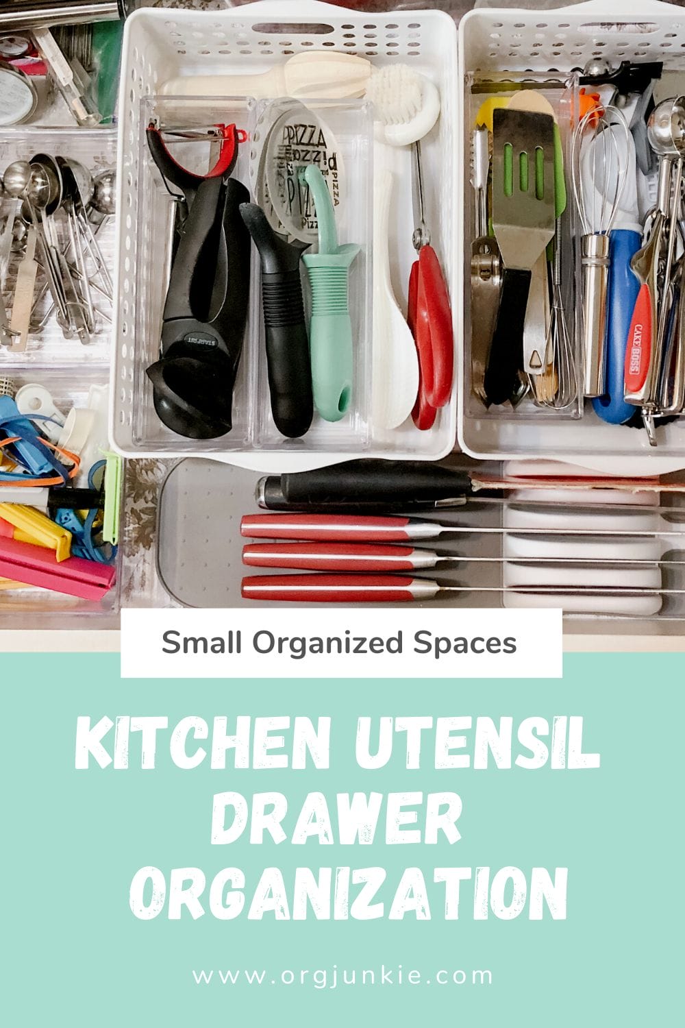 Small Organized Spaces: Kitchen Utensil Drawer Organization at I'm an Organizing Junkie blog