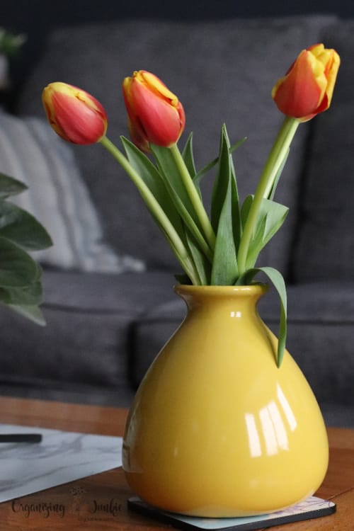 pretty vase of tulips